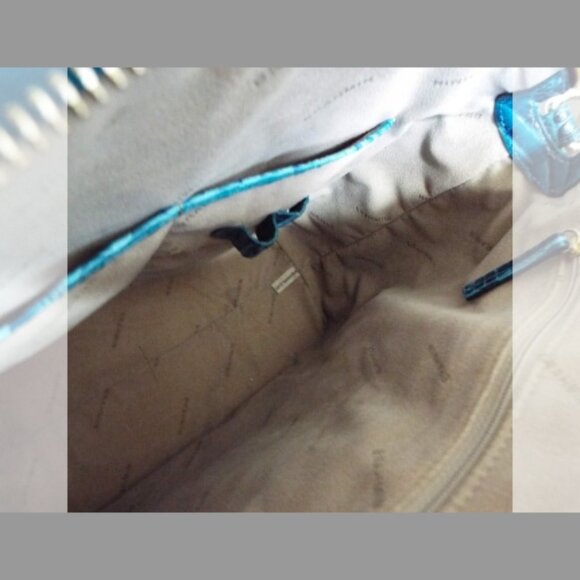 BRAHMIN LARGE DUXBURY CROC EMBOSSSED LEATHER HANDBAG IN BOTTLE BLUE - LIKE NEW!! - Picture 6 of 6